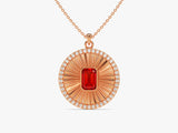 Medallion Garnet Birthstone Necklace