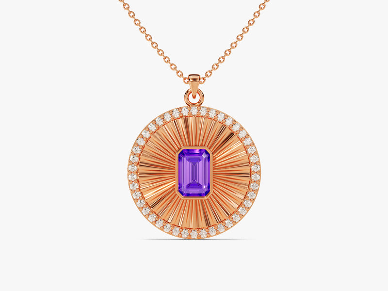 Medallion Amethyst Birthstone Necklace