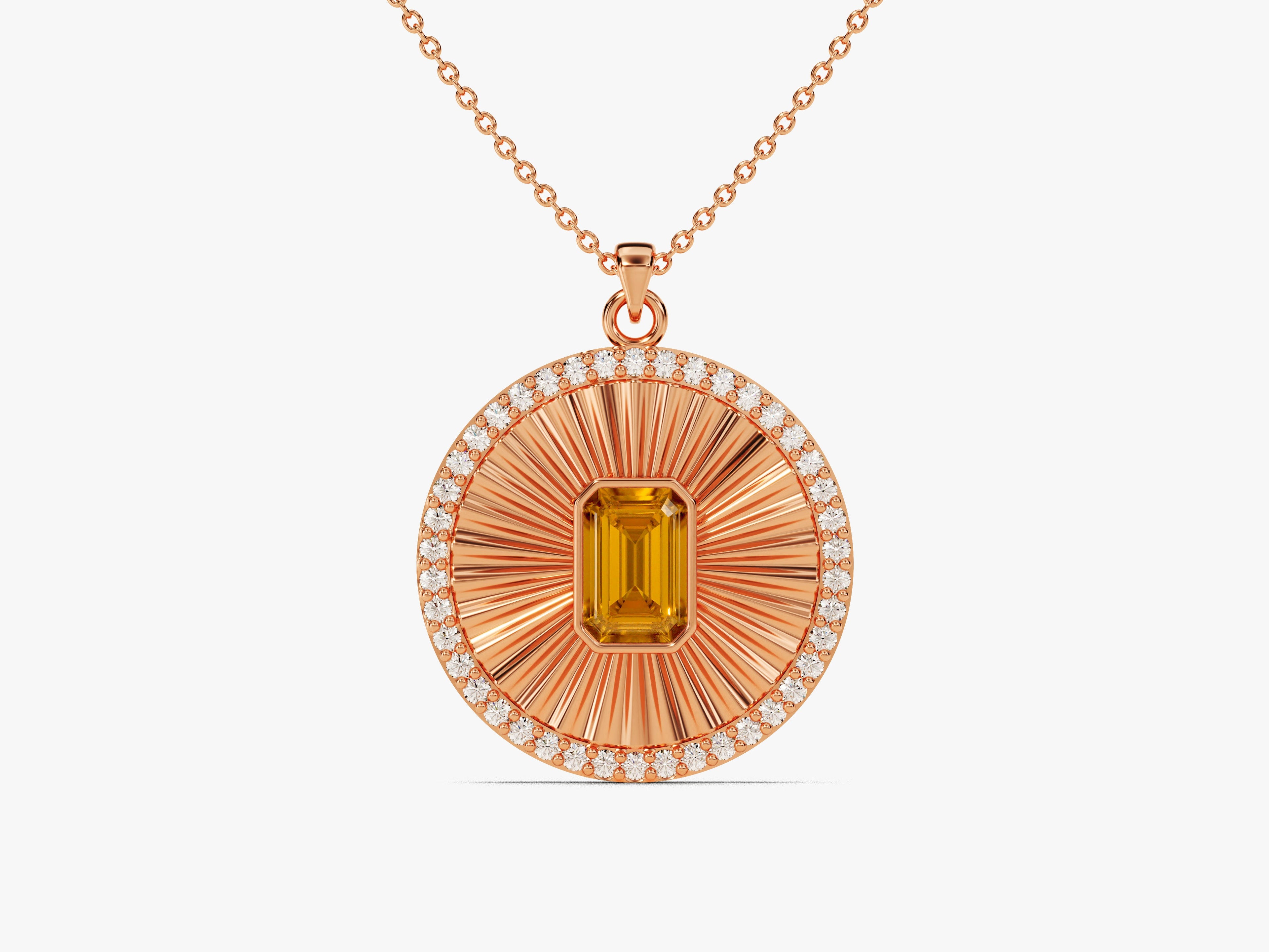 Medallion Citrine Birthstone Necklace