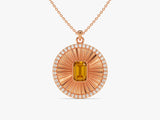 Medallion Citrine Birthstone Necklace