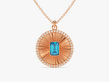 Medallion Blue Topaz Birthstone Necklace