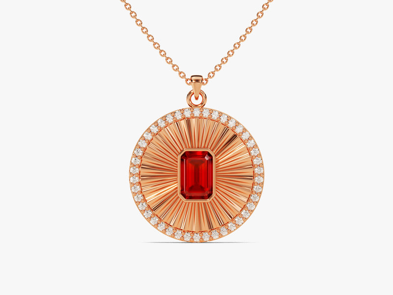 Medallion Ruby Birthstone Necklace