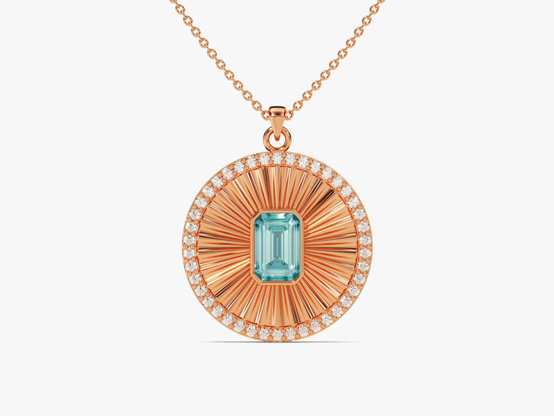 Medallion Aquamarine Birthstone Necklace