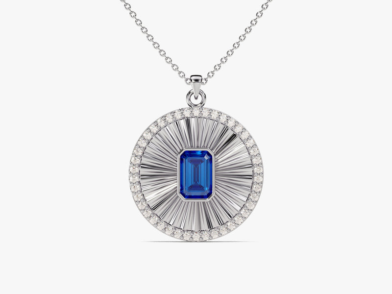 Medallion Sapphire Birthstone Necklace