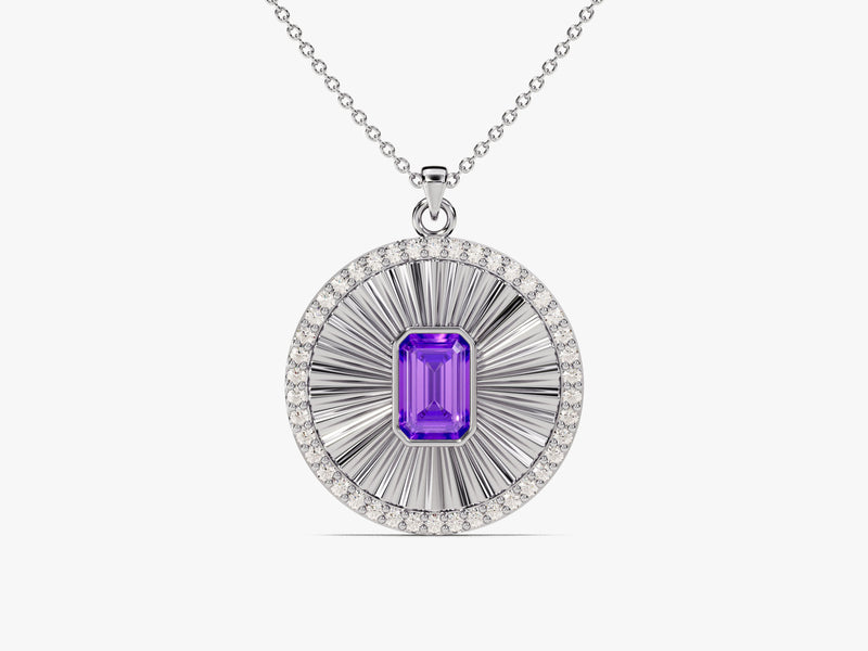 Medallion Amethyst Birthstone Necklace