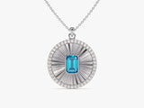 Medallion Blue Topaz Birthstone Necklace