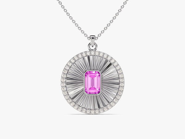 Medallion Pink Tourmaline Birthstone Necklace