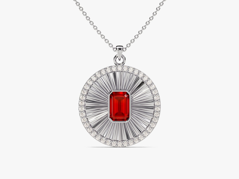 Medallion Ruby Birthstone Necklace