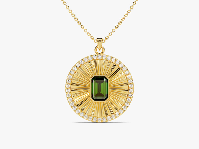 Medallion Emerald Birthstone Necklace