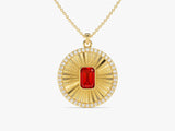 Medallion Garnet Birthstone Necklace