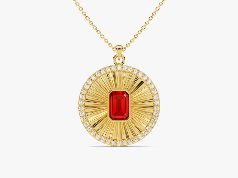 Medallion Garnet Birthstone Necklace