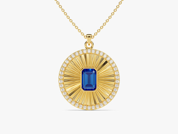 Medallion Sapphire Birthstone Necklace