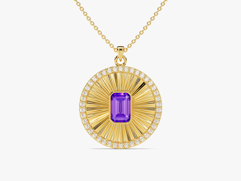 Medallion Amethyst Birthstone Necklace