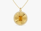 Medallion Citrine Birthstone Necklace