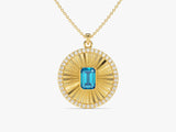 Medallion Blue Topaz Birthstone Necklace