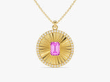 Medallion Pink Tourmaline Birthstone Necklace