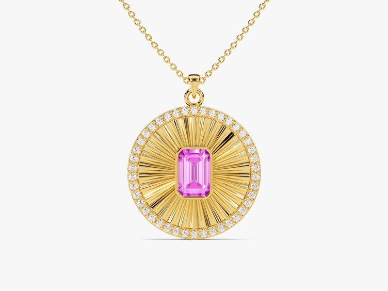 Medallion Pink Tourmaline Birthstone Necklace