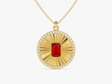 Medallion Ruby Birthstone Necklace