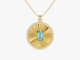 Medallion Aquamarine Birthstone Necklace