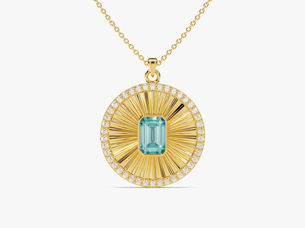 Medallion Aquamarine Birthstone Necklace