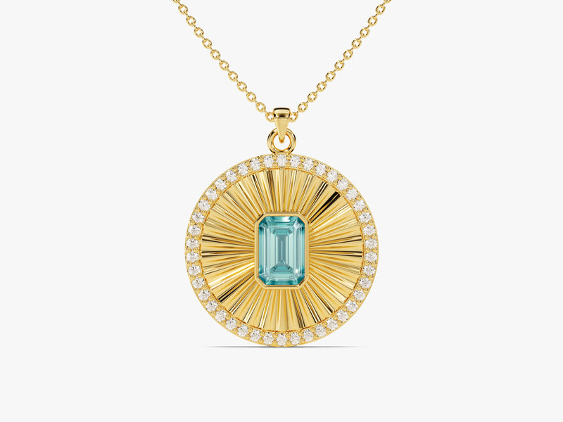 Medallion Aquamarine Birthstone Necklace