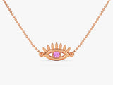 Guardian Eye Pink Tourmaline Birthstone Necklace