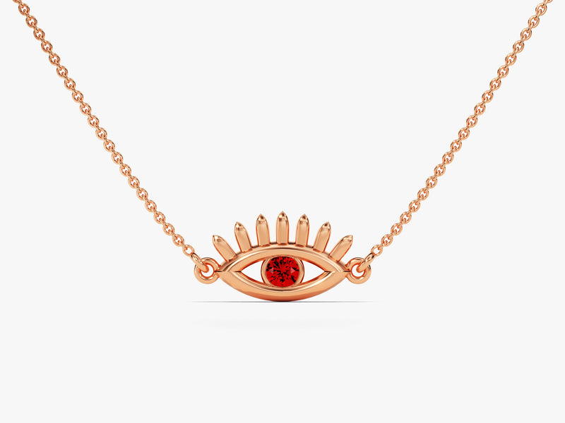 Guardian Eye Garnet Birthstone Necklace