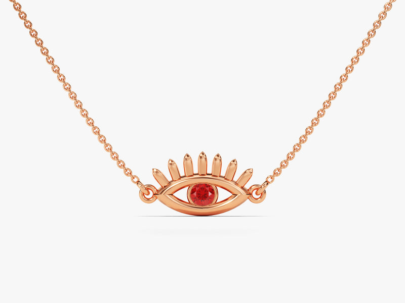 Guardian Eye Ruby Birthstone Necklace