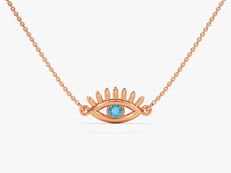 Guardian Eye Blue Topaz Birthstone Necklace