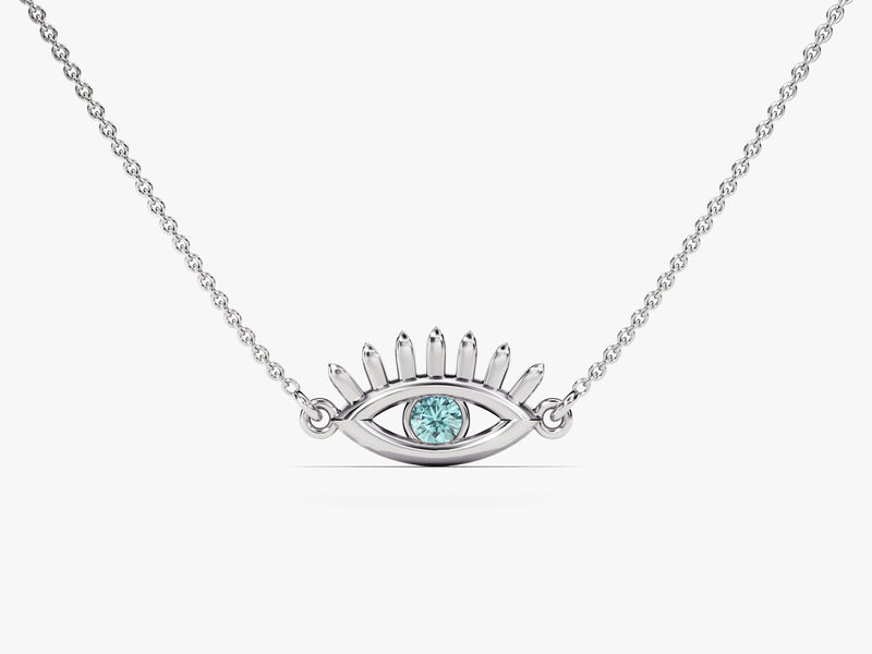 Guardian Eye Aquamarine Birthstone Necklace