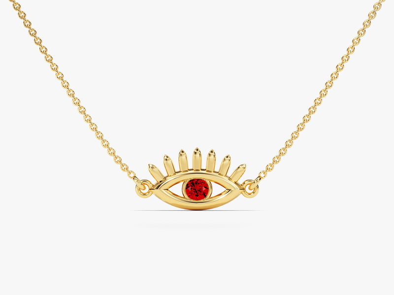 Guardian Eye Garnet Birthstone Necklace