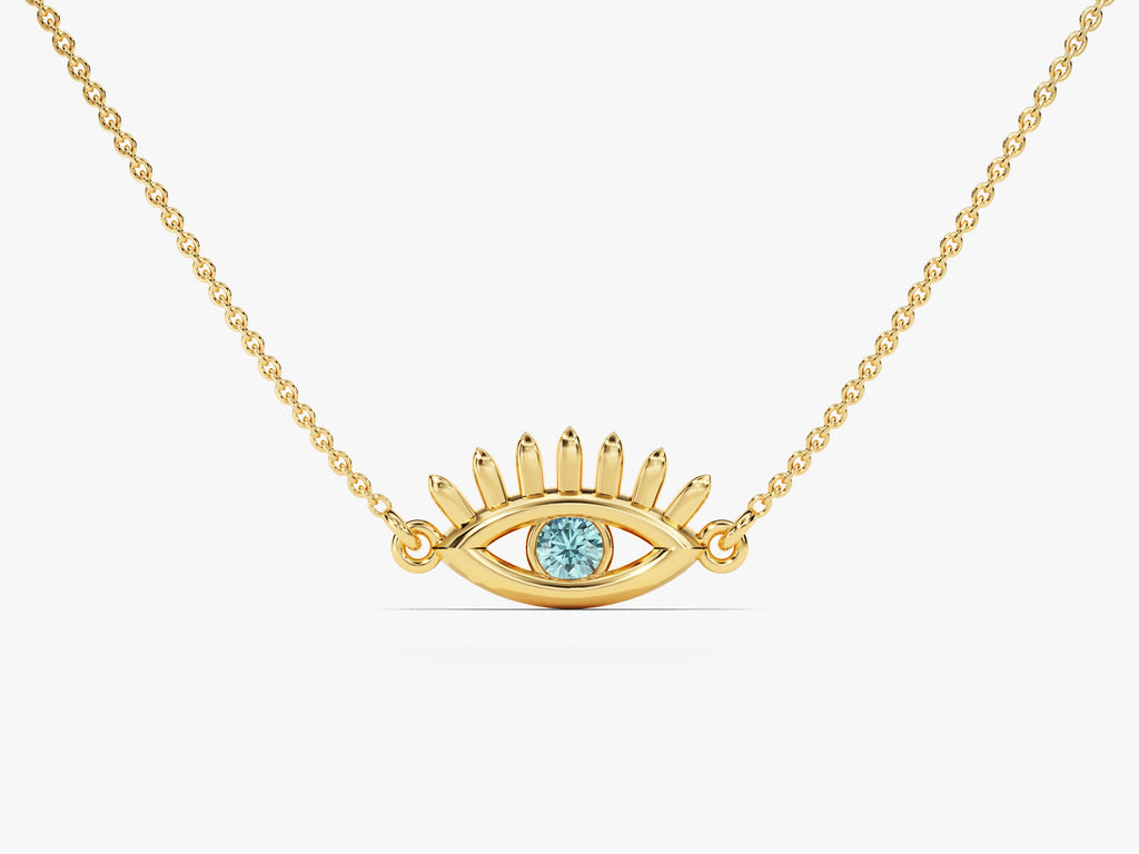 Guardian Eye Aquamarine Birthstone Necklace