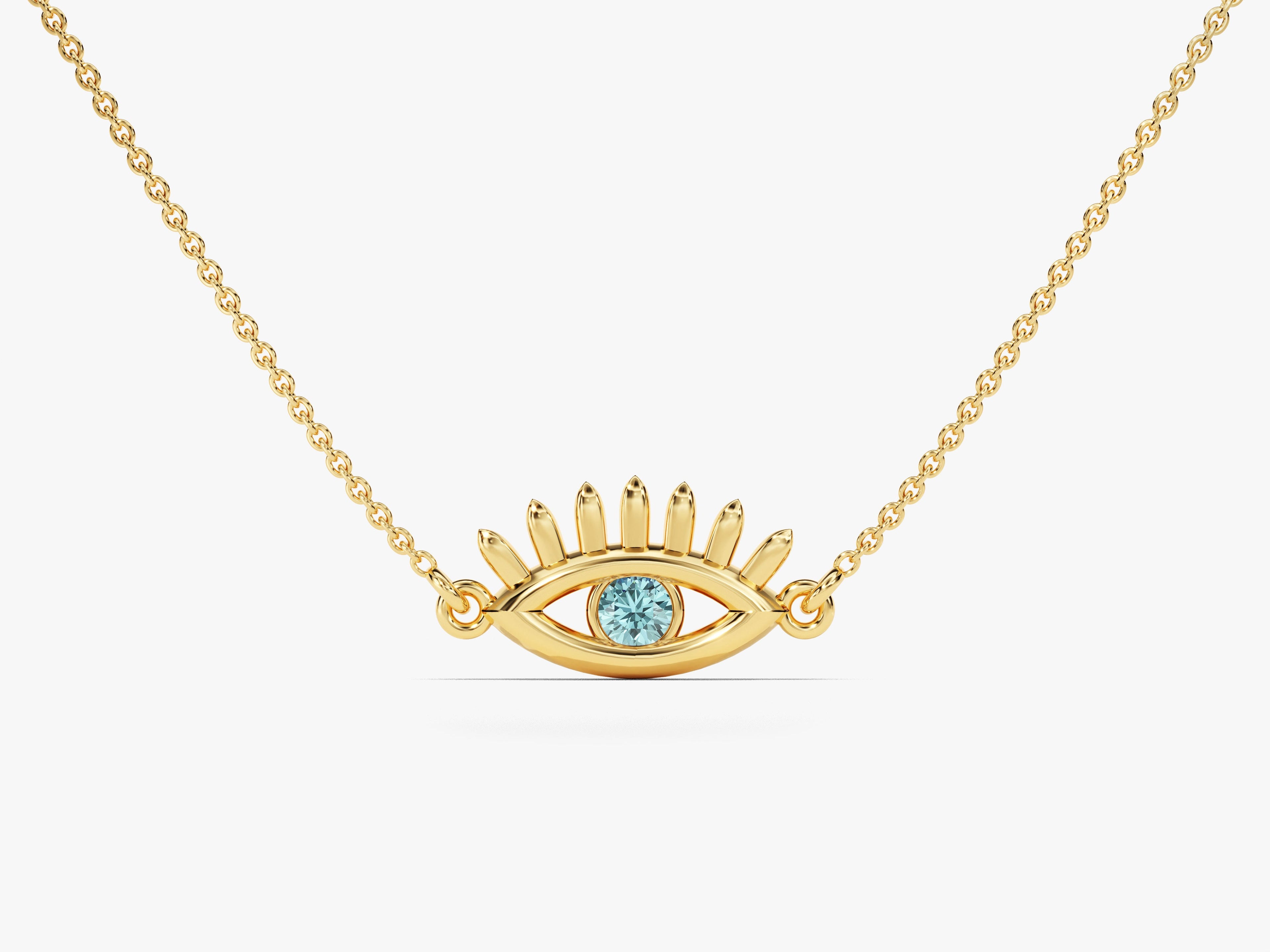 Guardian Eye Aquamarine Birthstone Necklace