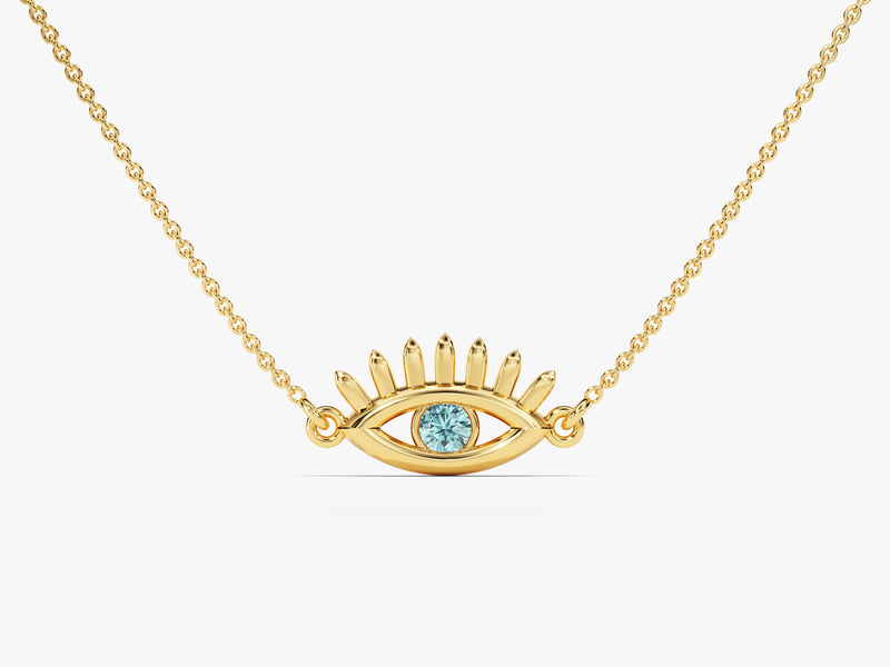 Guardian Eye Aquamarine Birthstone Necklace