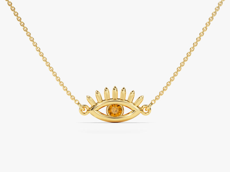 Guardian Eye Citrine Birthstone Necklace