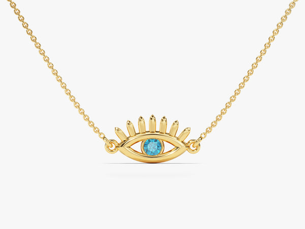 Guardian Eye Blue Topaz Birthstone Necklace