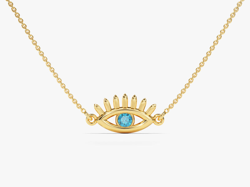 Guardian Eye Blue Topaz Birthstone Necklace