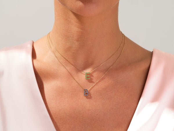 Initial Diamond Birthstone Necklace