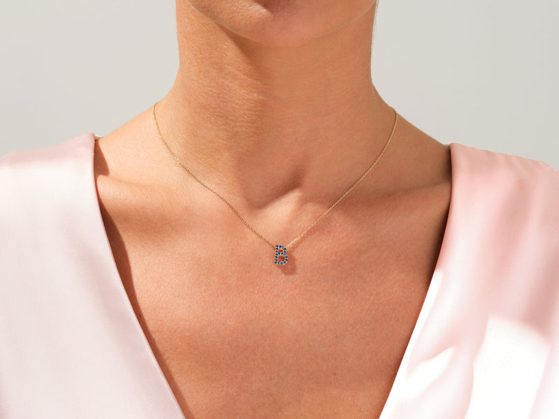 Initial Sapphire Birthstone Necklace