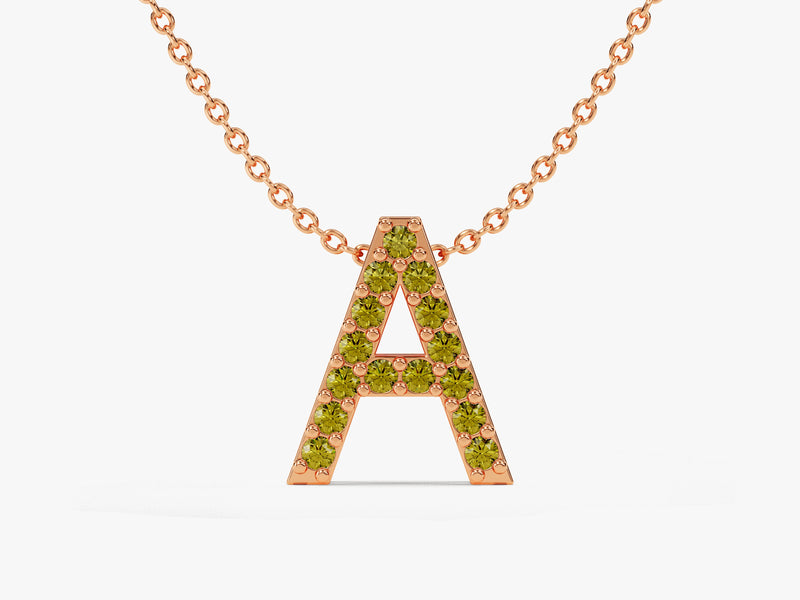 Initial Peridot Birthstone Necklace