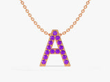 Initial Amethyst Birthstone Necklace