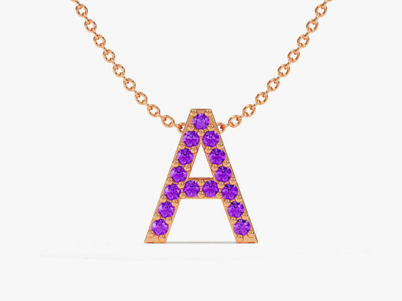 Initial Amethyst Birthstone Necklace