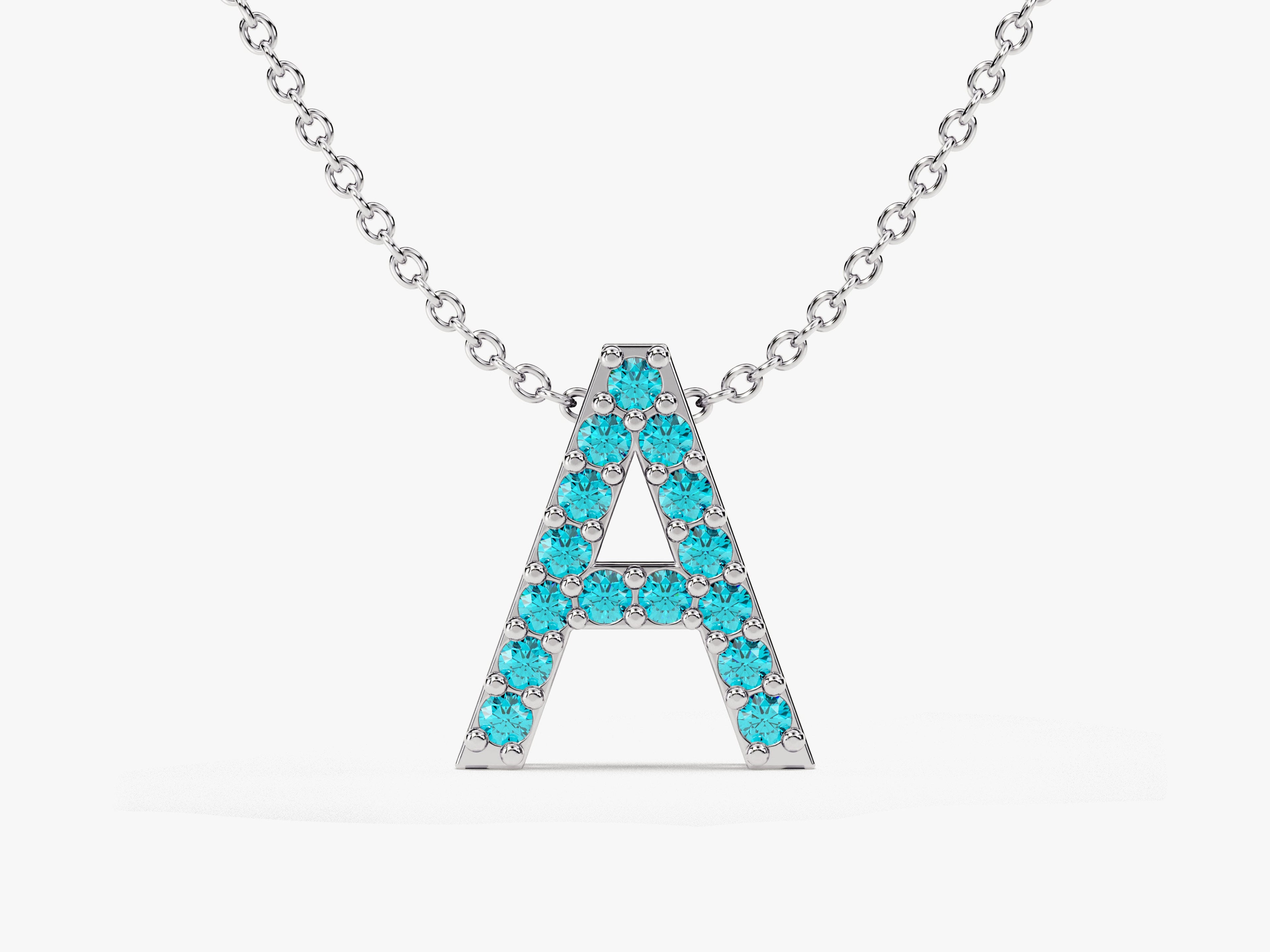 Initial Blue Topaz Birthstone Necklace
