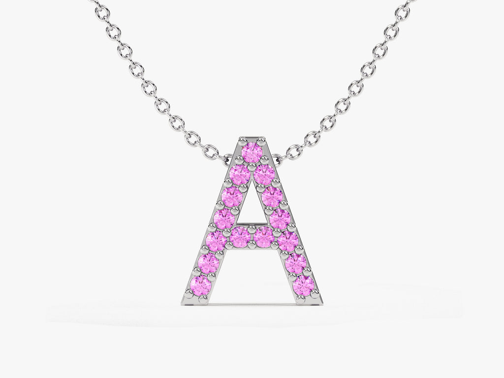 Initial Pink Tourmaline Birthstone Necklace