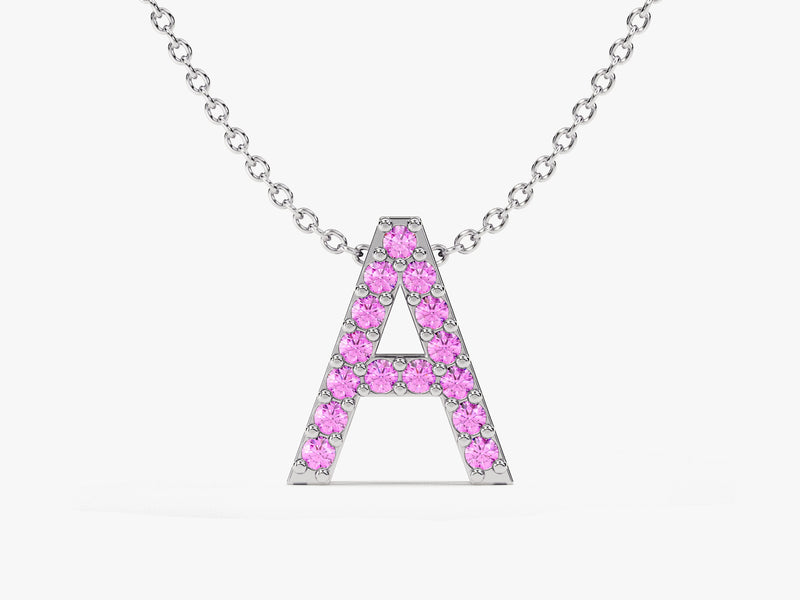 Initial Pink Tourmaline Birthstone Necklace