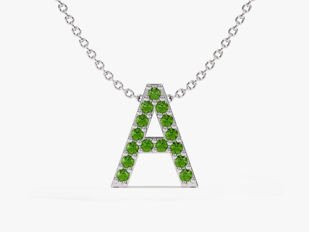 Initial Emerald Birthstone Necklace
