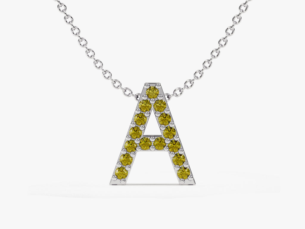 Initial Peridot Birthstone Necklace