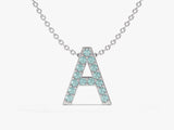 Initial Aquamarine Birthstone Necklace