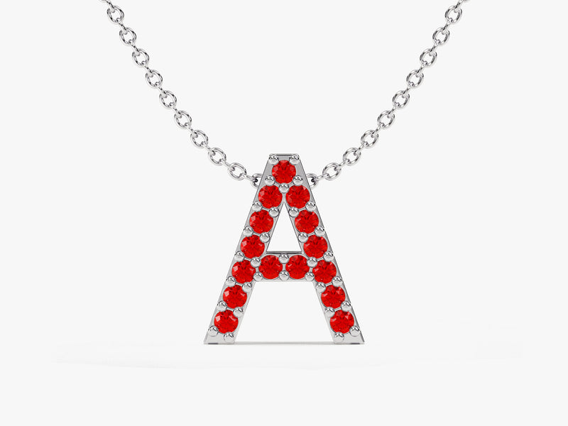 Initial Ruby Birthstone Necklace