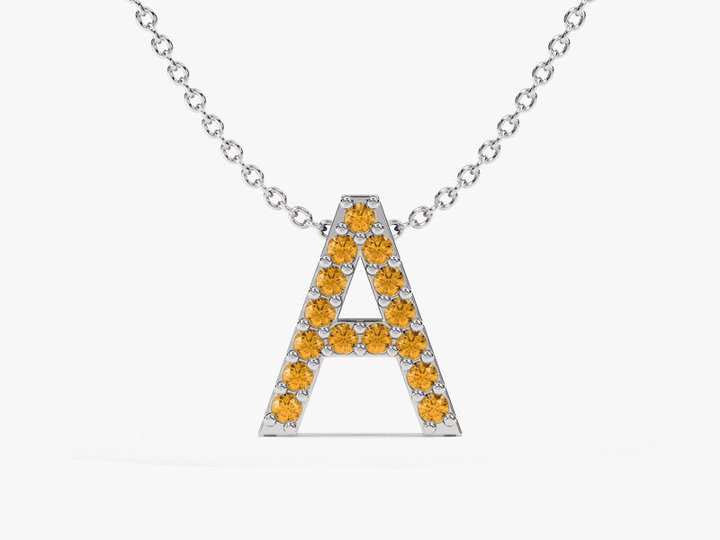 Initial Citrine Birthstone Necklace